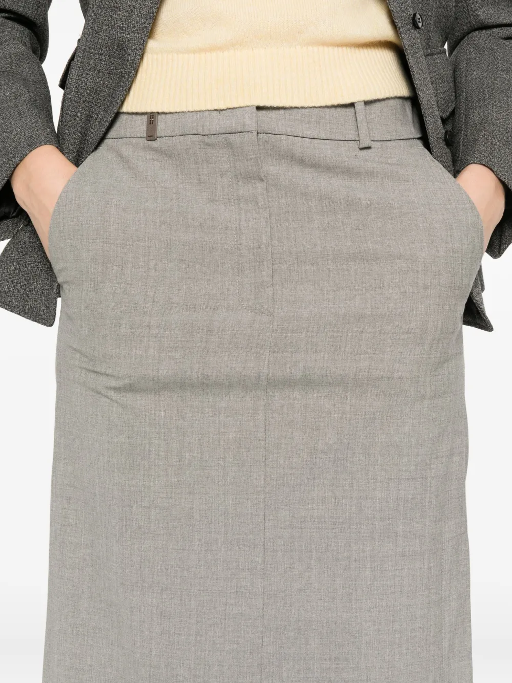 Peserico welt-pockets midi straight skirt Grijs