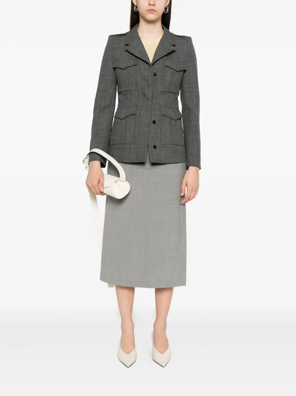 Peserico Straight midi-rok met paspelzakken - Grijs