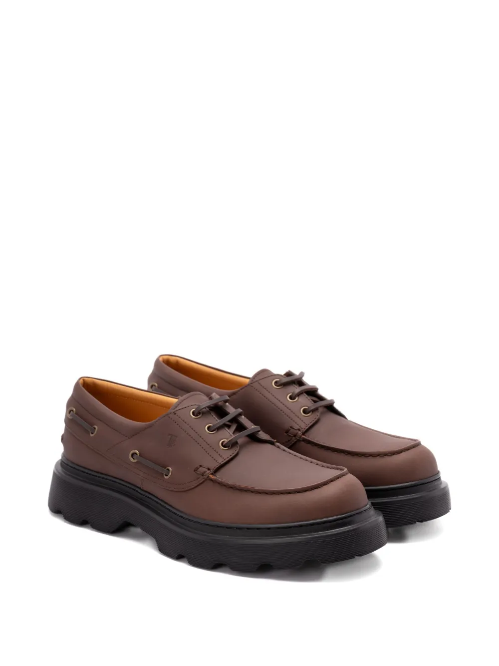 Tod's Leather Boat Shoes In Brown