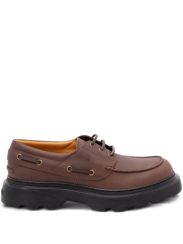Tod’S Leather Boat Shoe, Brown Man BROWN Boat Shoes in Leather XXM24L0JP00UFS9S603 | Tods main image 3