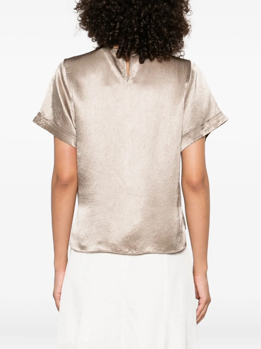 Simkhai satin short-sleeve blouse Beige