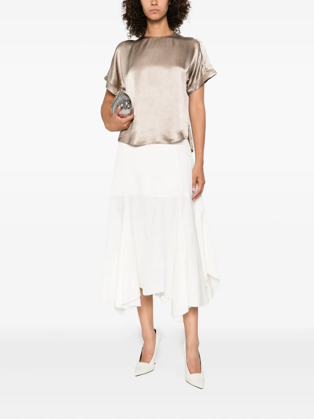 Simkhai satin short-sleeve blouse Beige