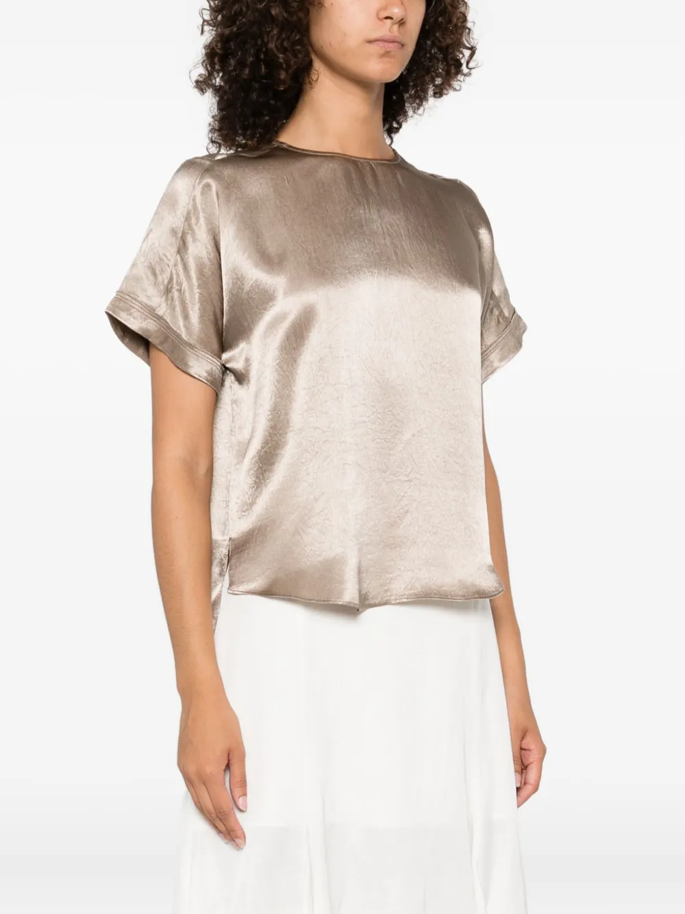 Simkhai satin short-sleeve blouse Beige