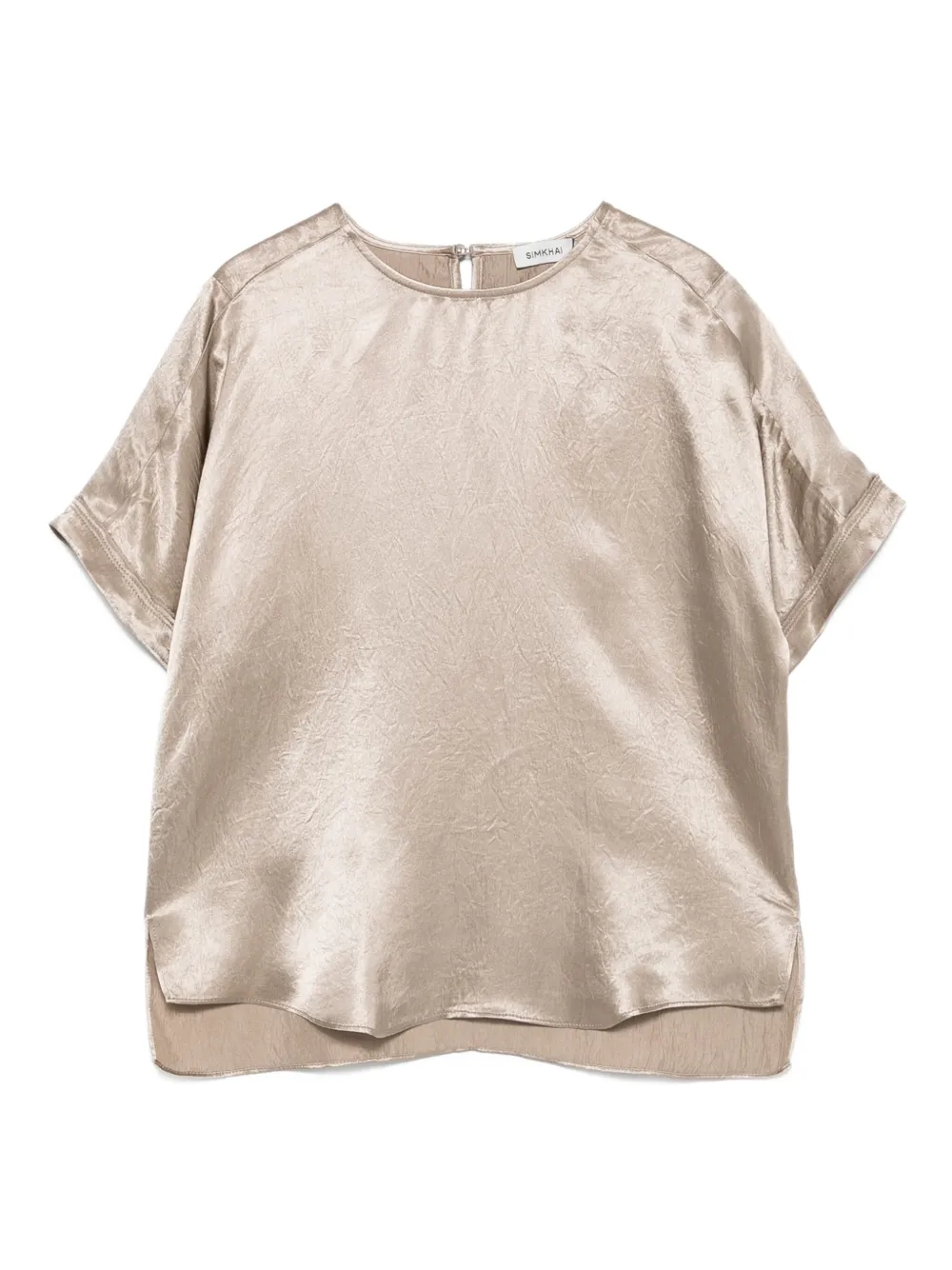 Simkhai satin short-sleeve blouse Beige