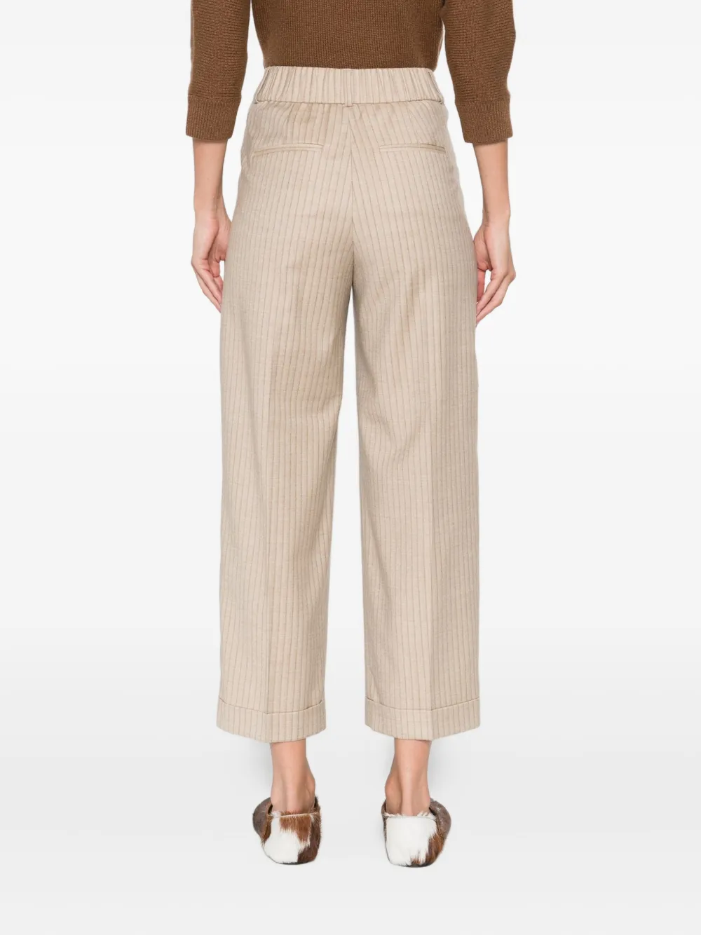 Peserico pinstripe pleated cropped trousers Beige