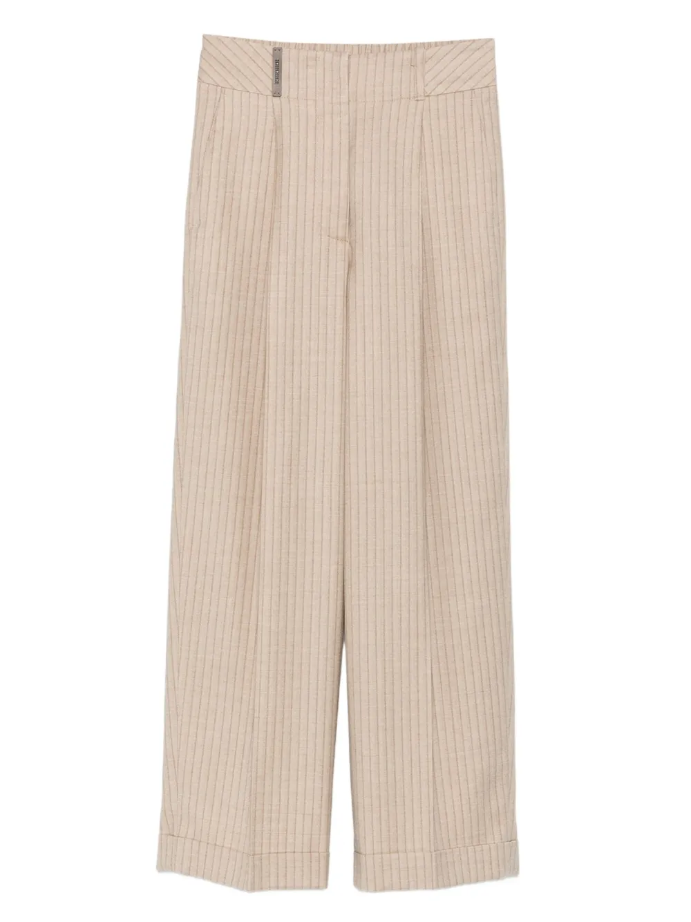 Peserico pinstripe pleated cropped trousers Beige
