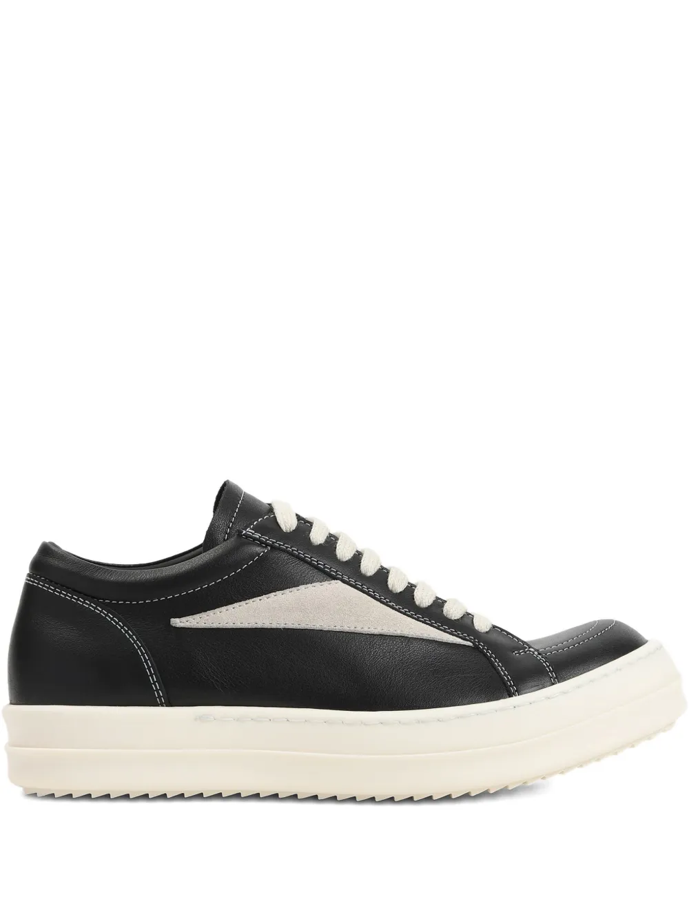 Rick Owens leather panelled sneakers Black