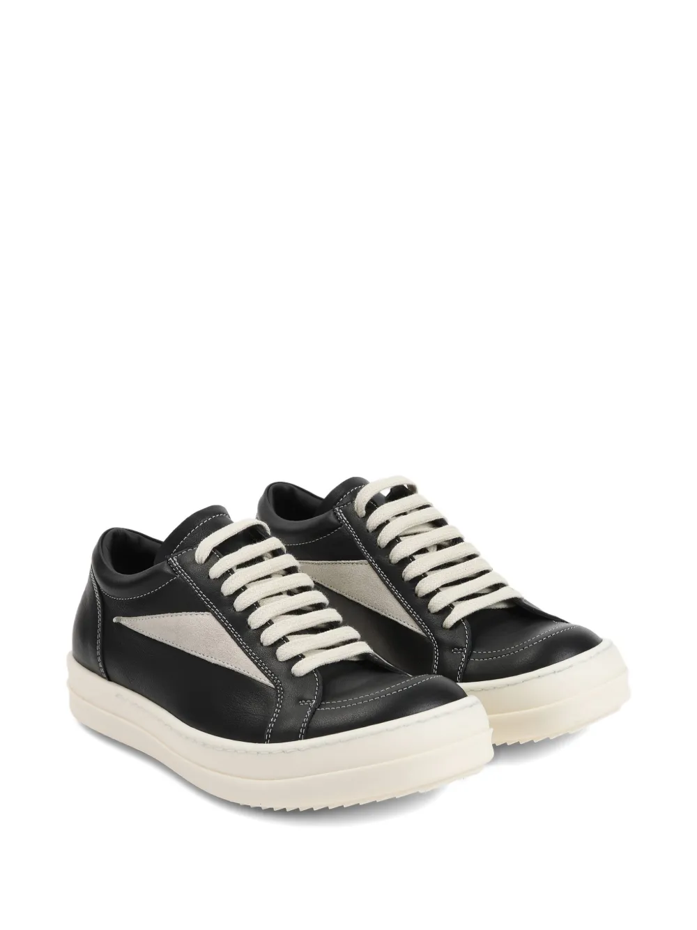 Rick Owens leather panelled sneakers Black