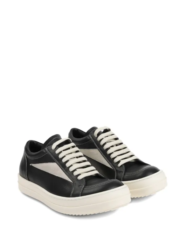 Rick Owens Leather Panelled Sneakers | Black | FARFETCH
