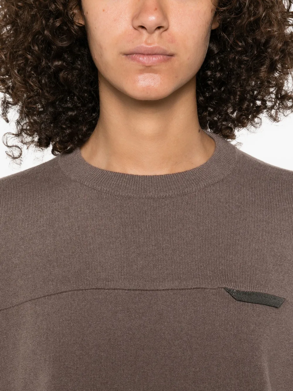 Brunello Cucinelli panelled crew-neck sweater Bruin