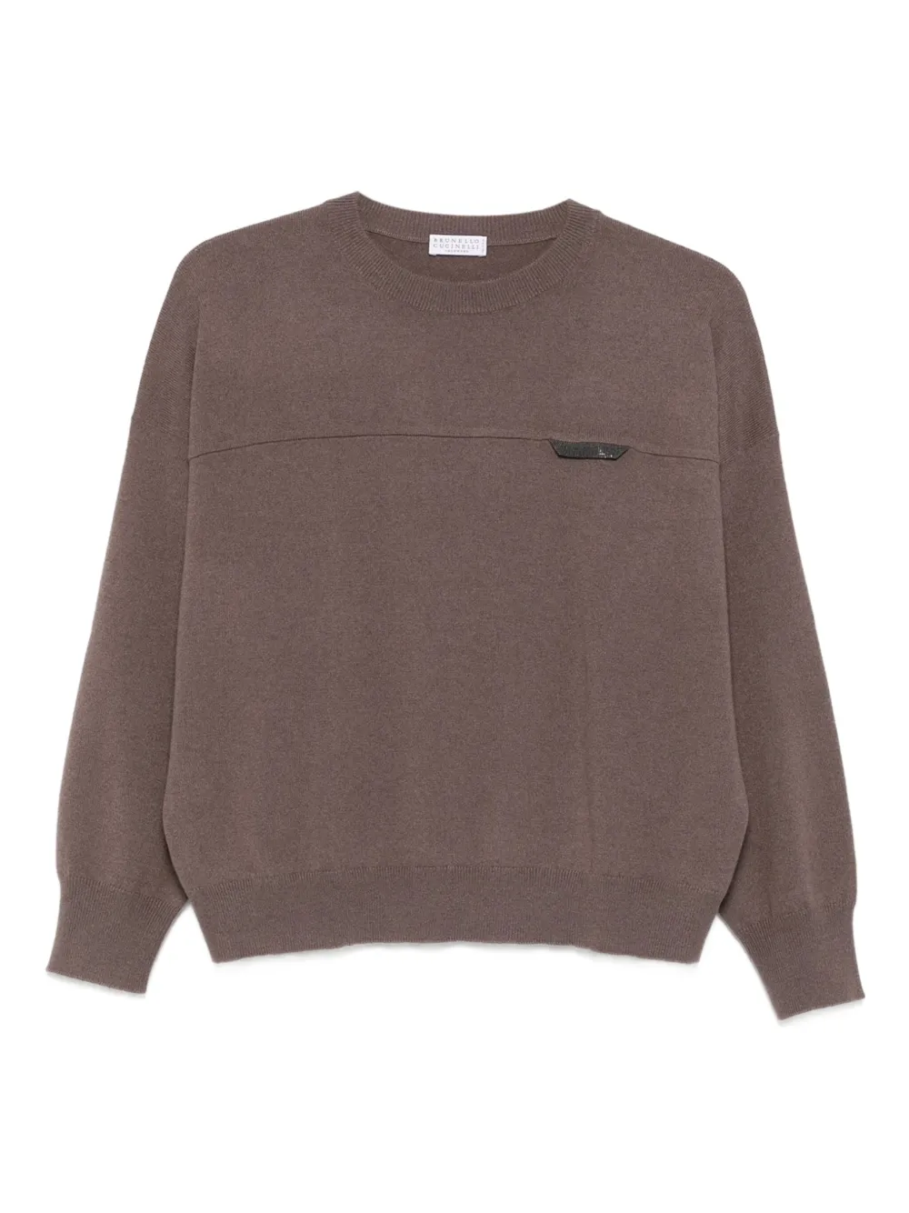 Brunello Cucinelli panelled crew-neck sweater Bruin