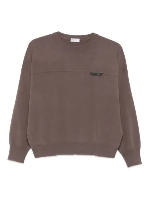 Brunello Cucinelli crew-neck Sweater | Brown | FARFETCH SG