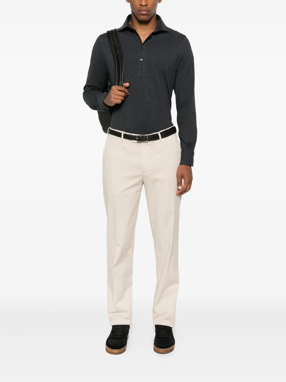 Brunello Cucinelli long-sleeve polo shirt Grijs