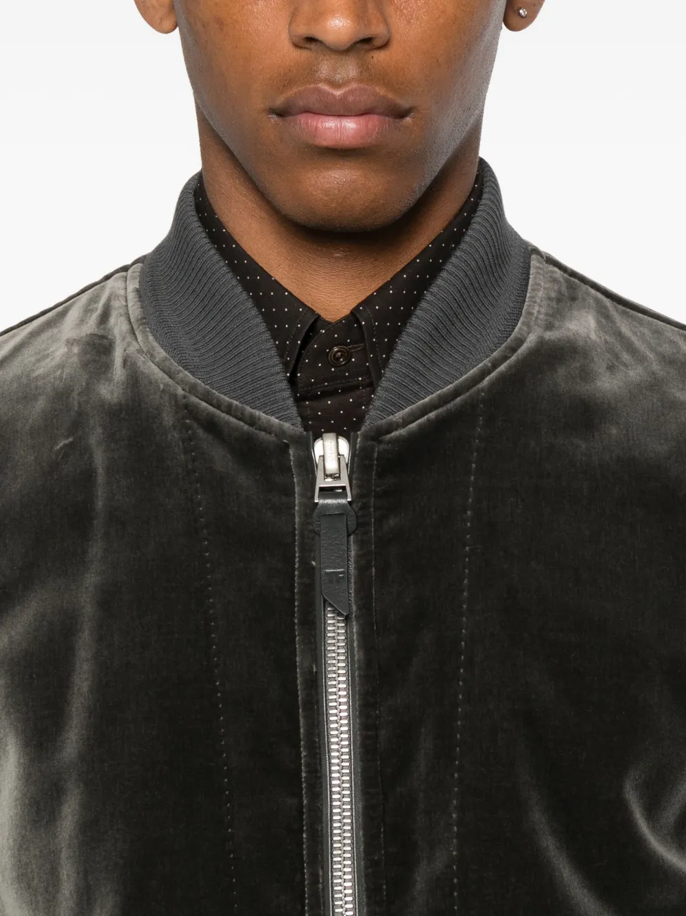 TOM FORD Fluwelen bomberjack met rits Grijs