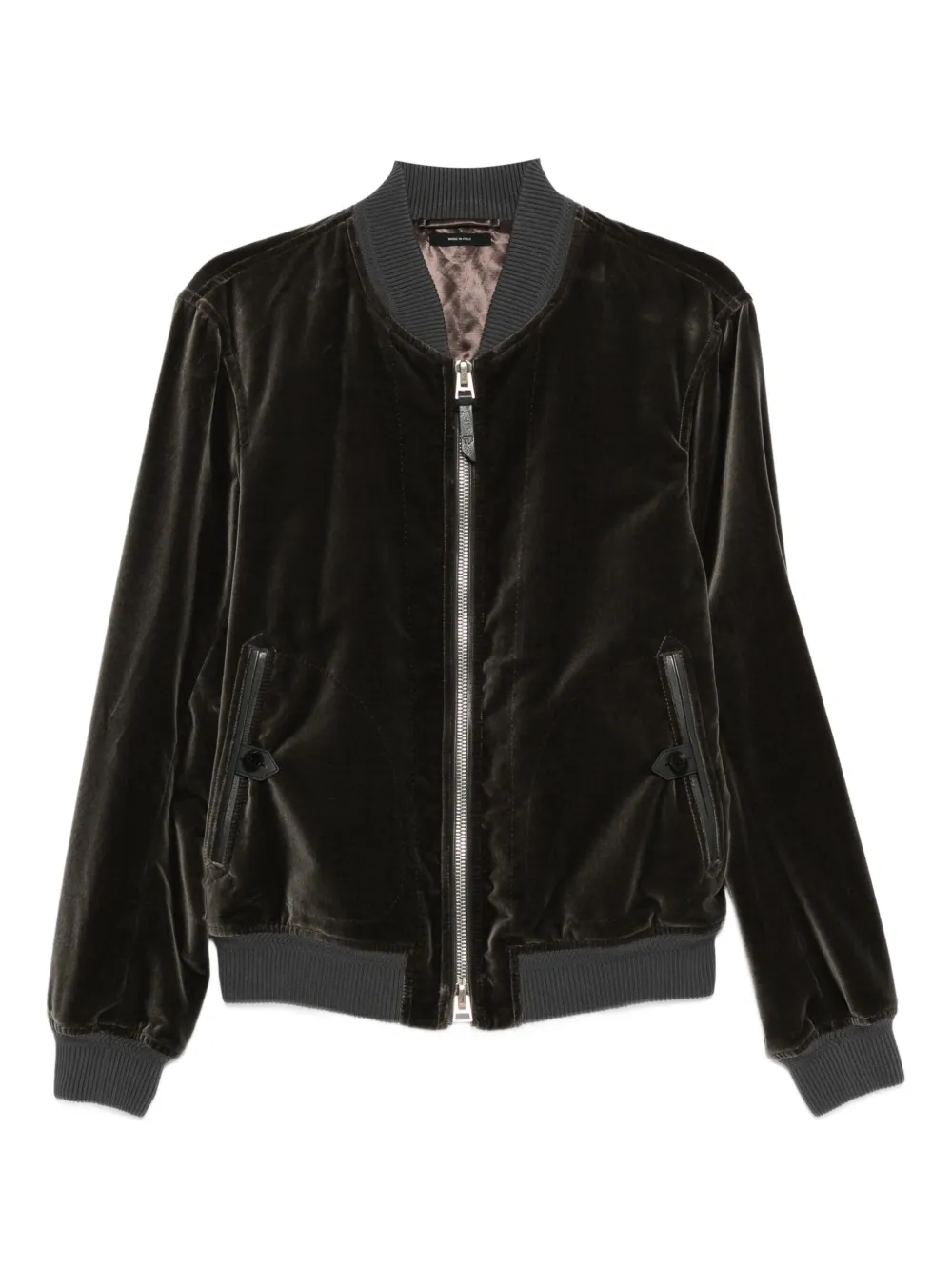 TOM FORD velvet zip-front bomber jacket - グレー TOM FORD velvet zip-front bomber jacket - グレー