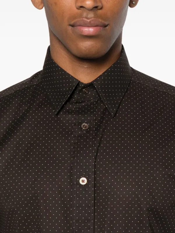 TOM FORD Camisa Con Lunares Estampados Marrón FARFETCH CO