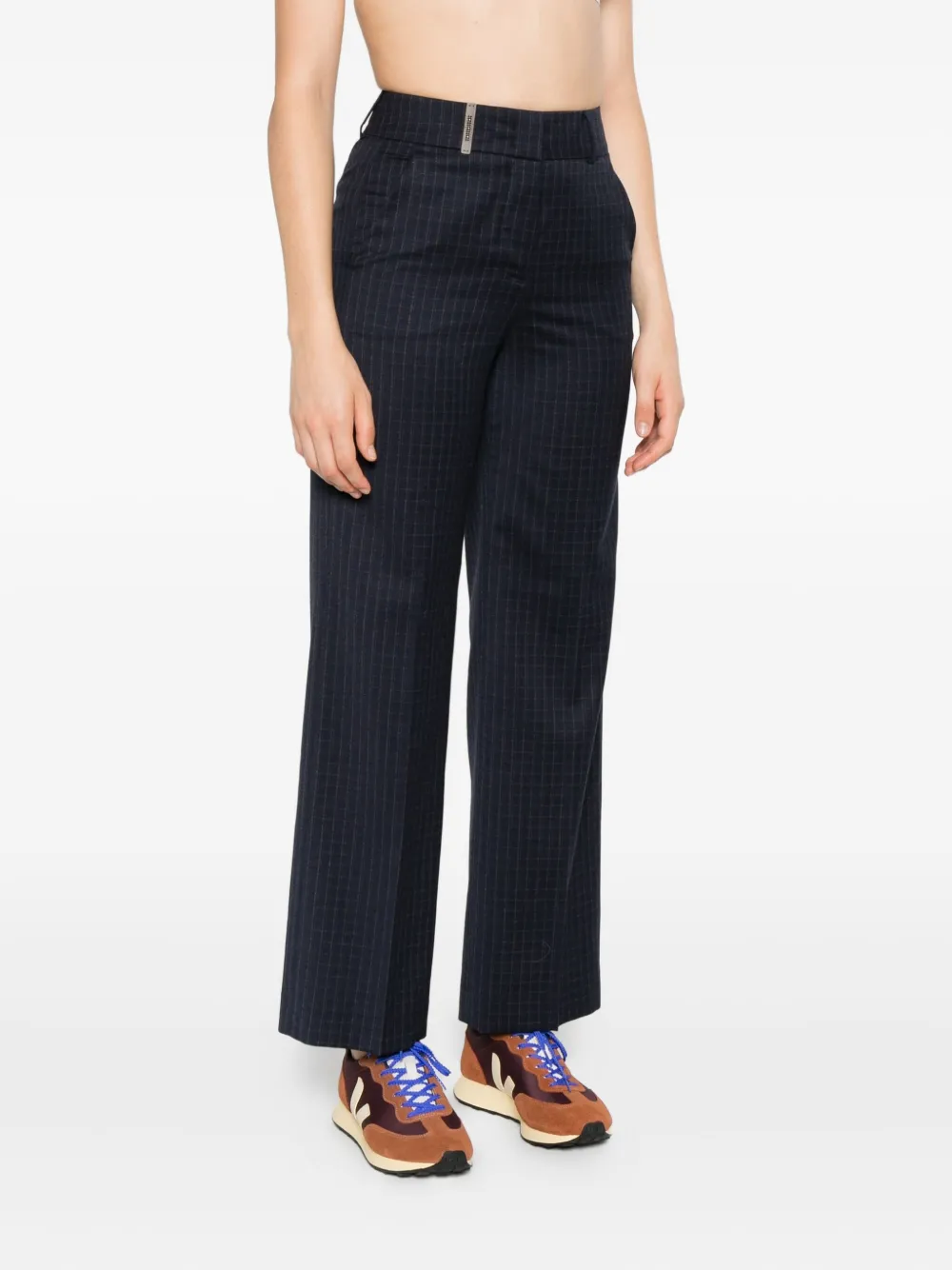 Peserico pinstripe wool trousers Blauw