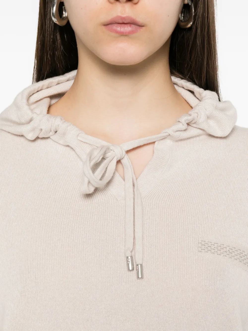 Peserico Hoodie met borduurwerk Beige