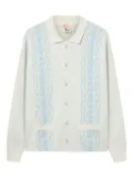 Champion polo-neck patterned cardigan - White