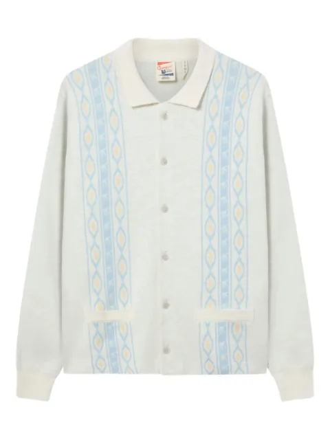 Champion polo-neck patterned cardigan