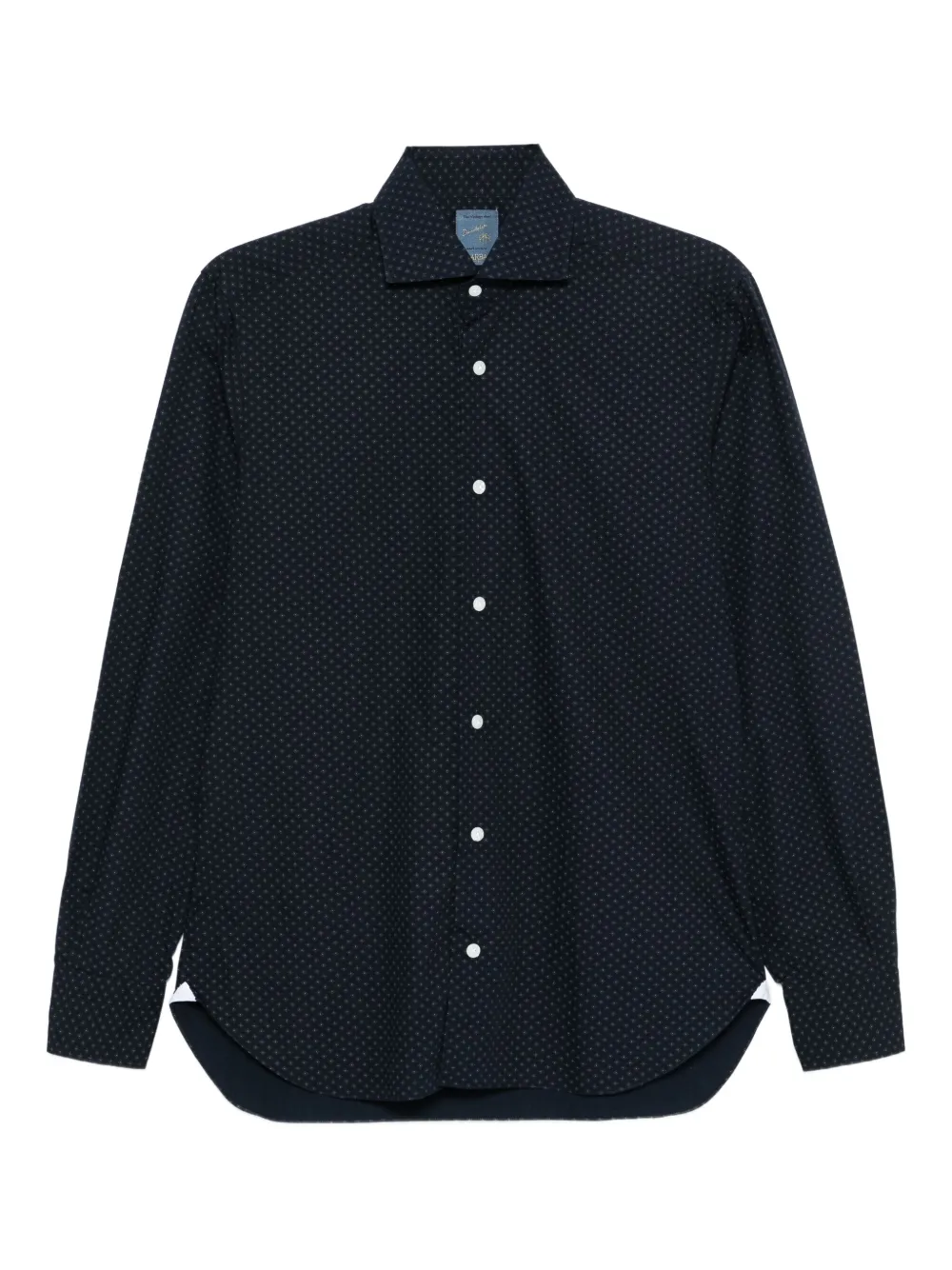 Barba micro-pattern cotton shirt Blauw
