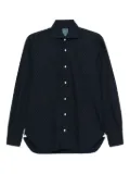 Barba micro-pattern cotton shirt - Blue