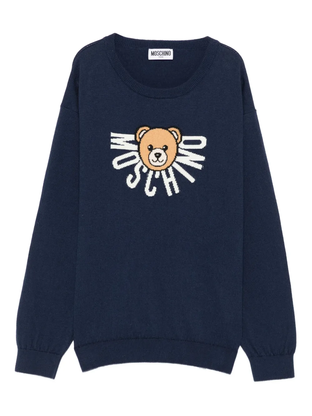 Moschino Kids teddy-logo sweater Blauw