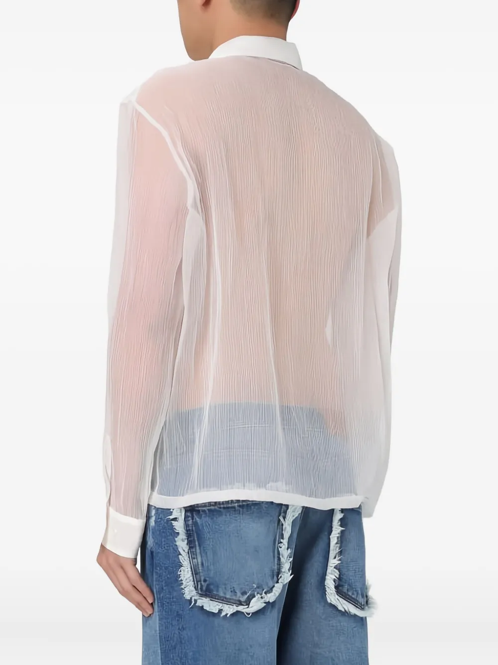 Séfr Pleated Sheer Shirt In White