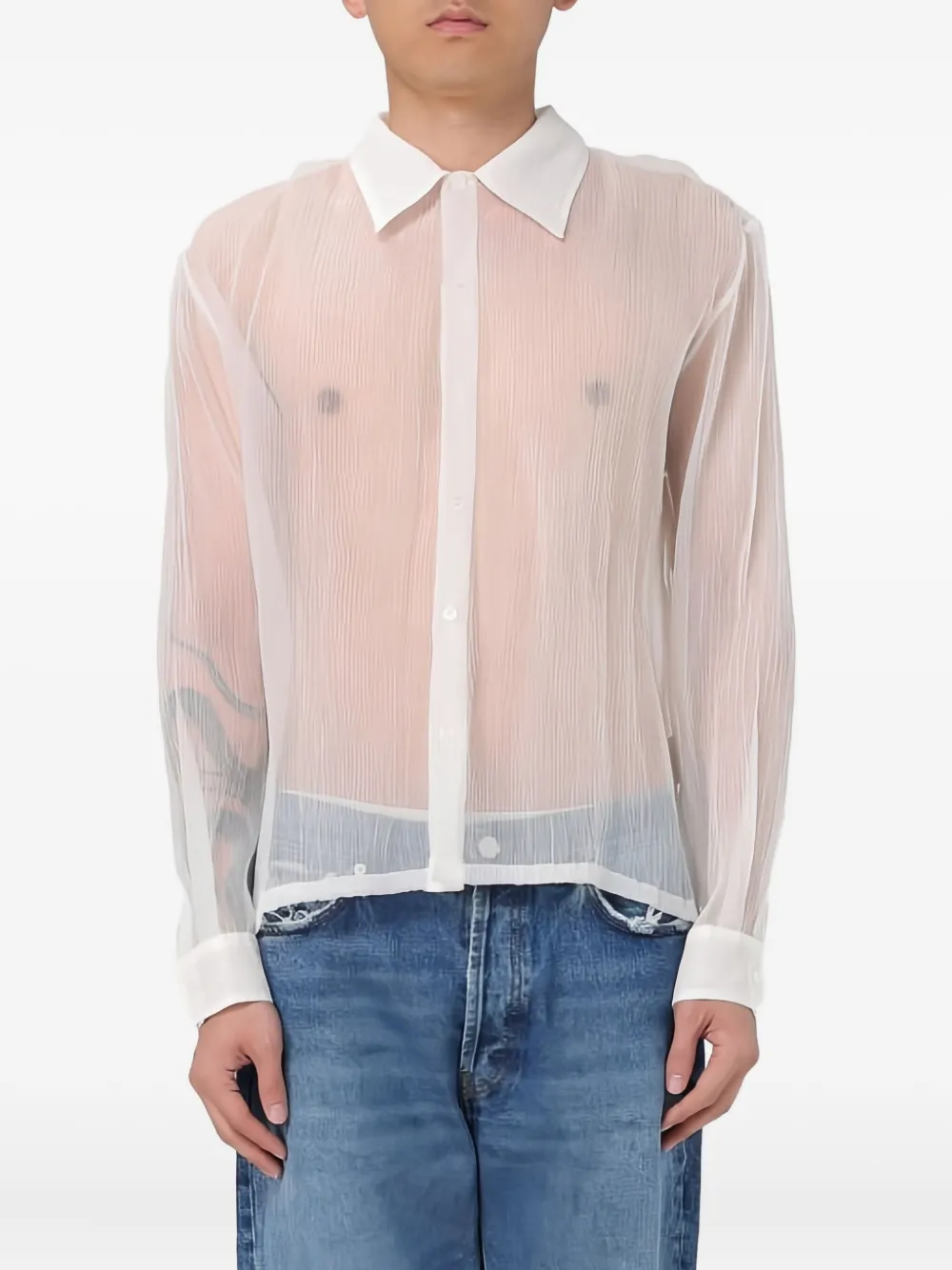 Séfr pleated sheer shirt | White | Image 1