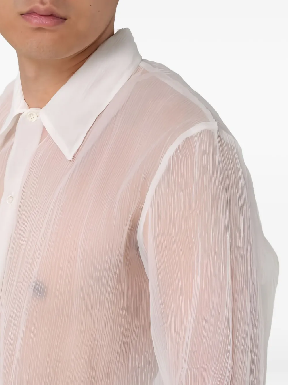 Séfr Pleated Sheer Shirt In White