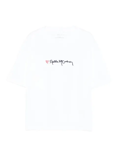 Stella McCartney Kids logo-embroidered cotton t-shirt