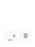 Moschino Kids Teddy-print beanie hat set - White