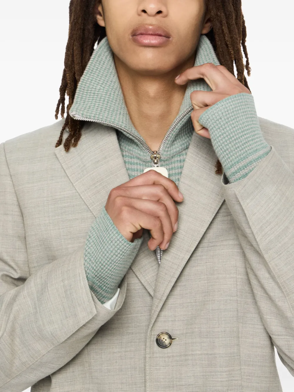 Jw Anderson Zip-pocket Two-button Blazer In Gray