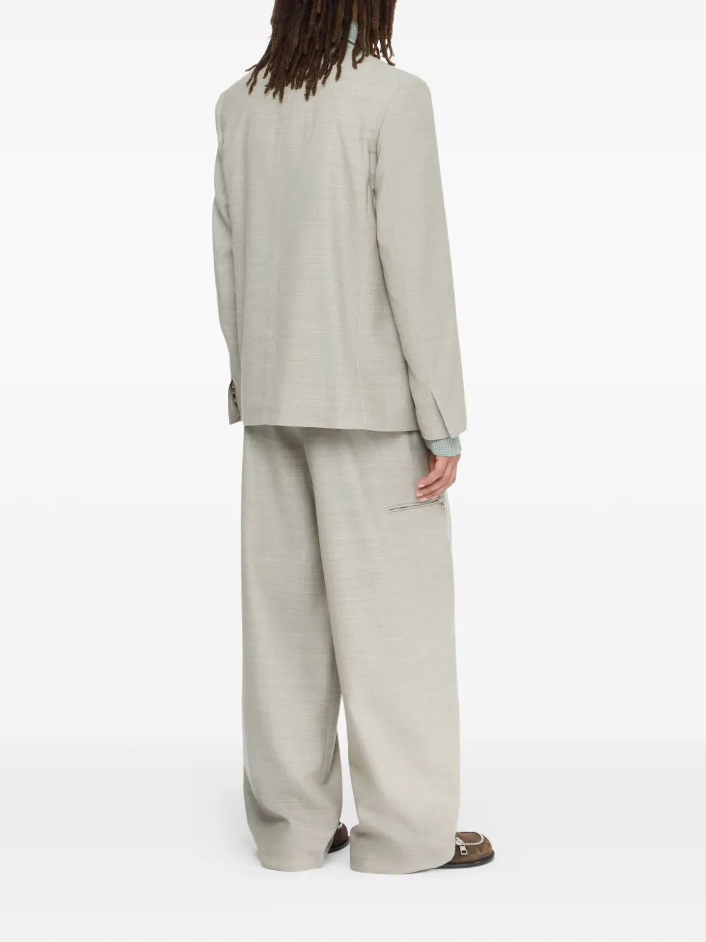 Jw Anderson Zip-pocket Two-button Blazer In Gray