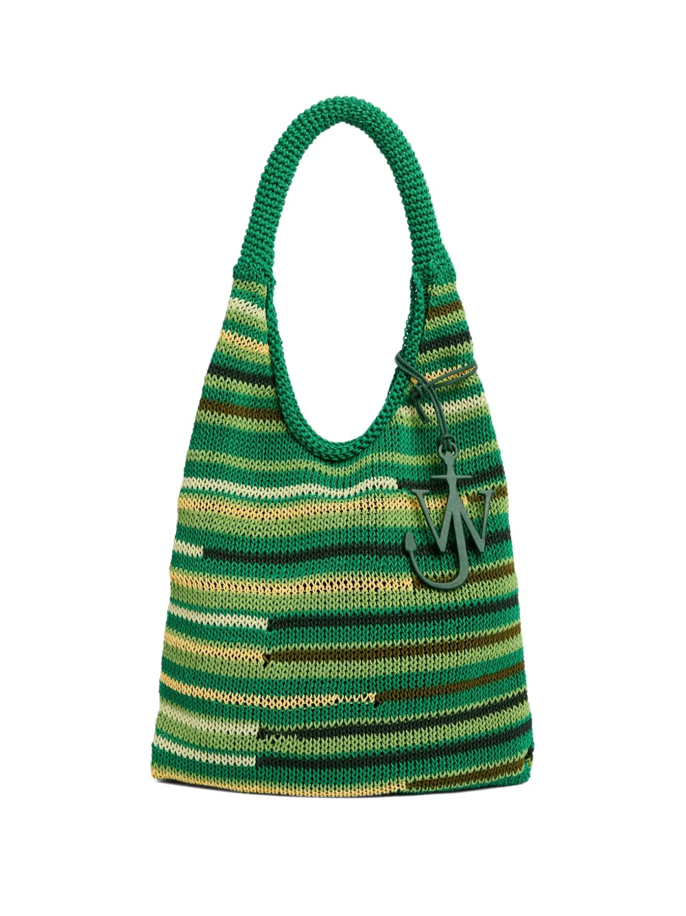JW Anderson randig stickad axelväska | grön | Image 1
