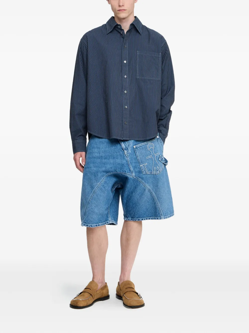 JW Anderson Gestreept katoenen overhemd Blauw