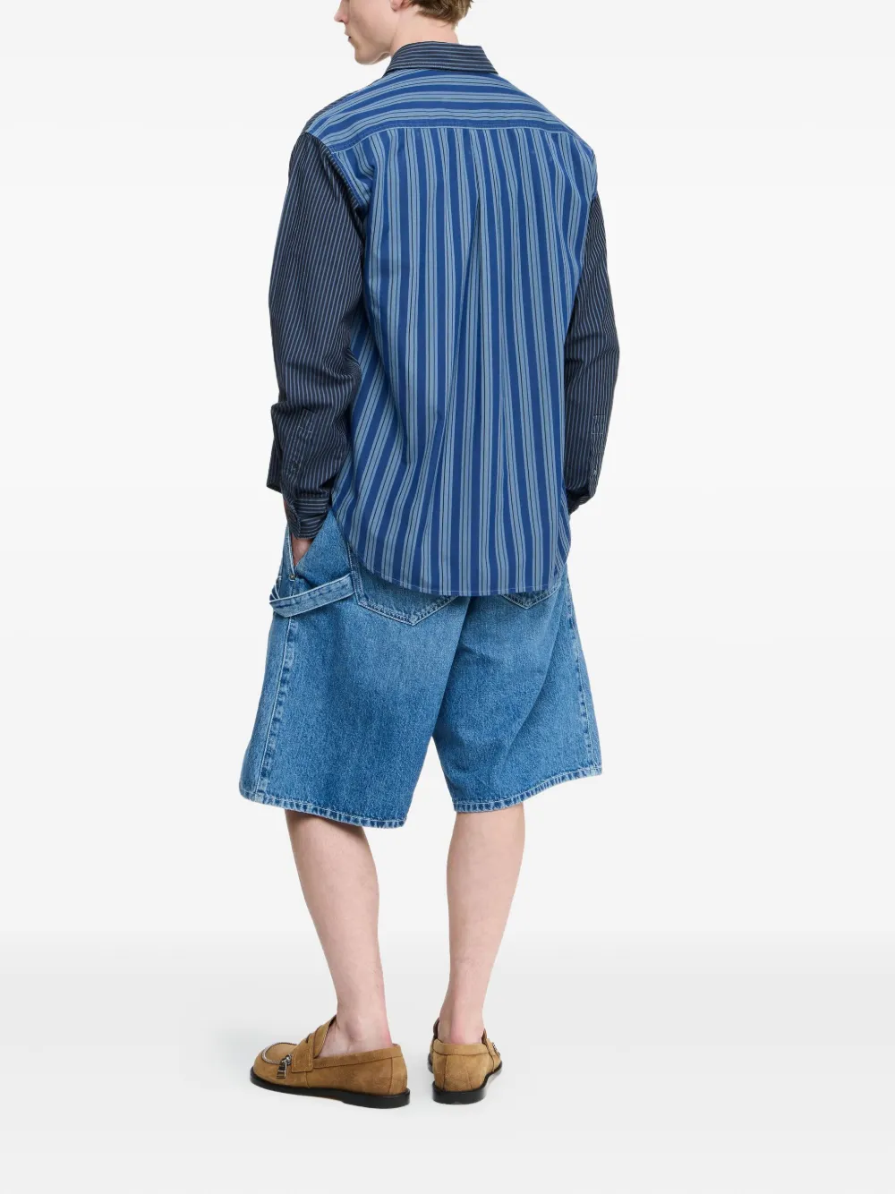 JW Anderson Gestreept katoenen overhemd Blauw