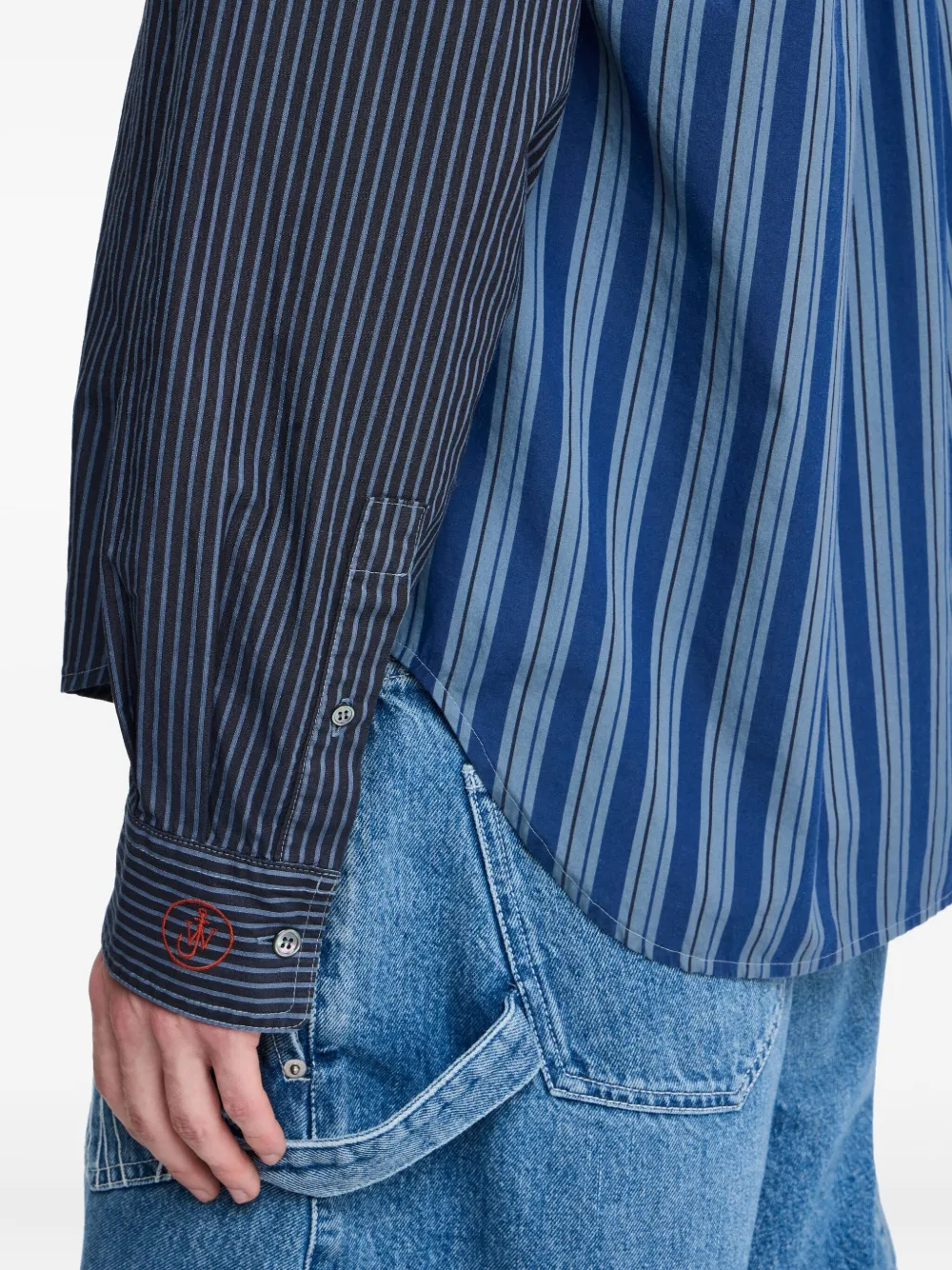 JW Anderson Gestreept katoenen overhemd Blauw
