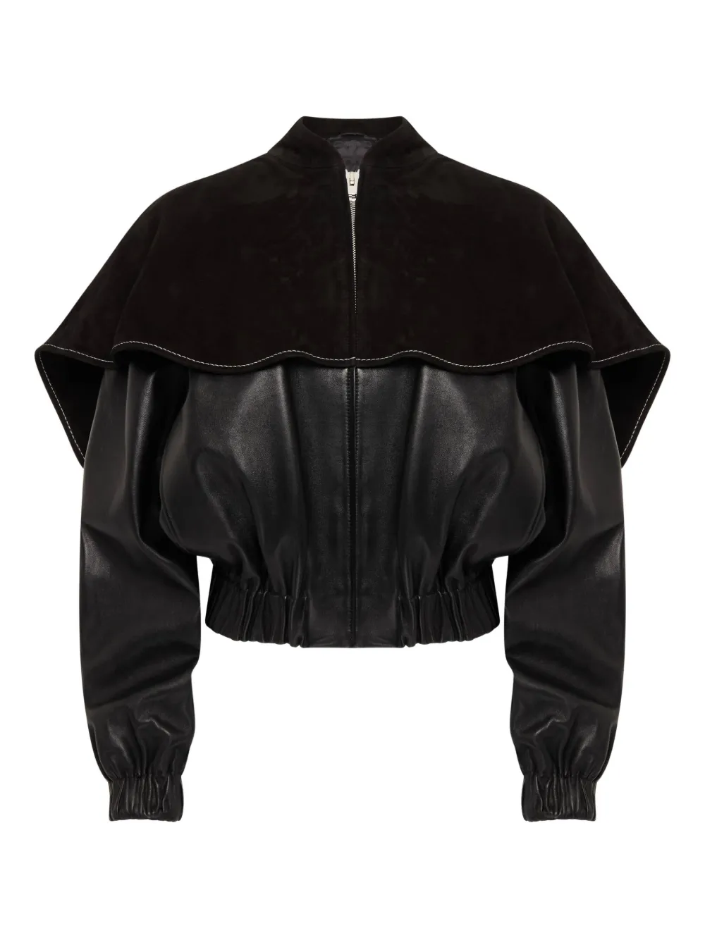 JW Anderson Leren jack met oversized kraag Zwart