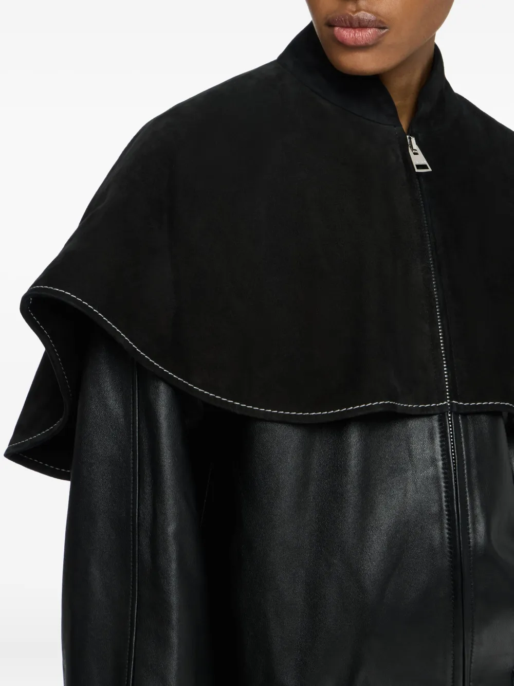 JW Anderson Leren jack met oversized kraag Zwart