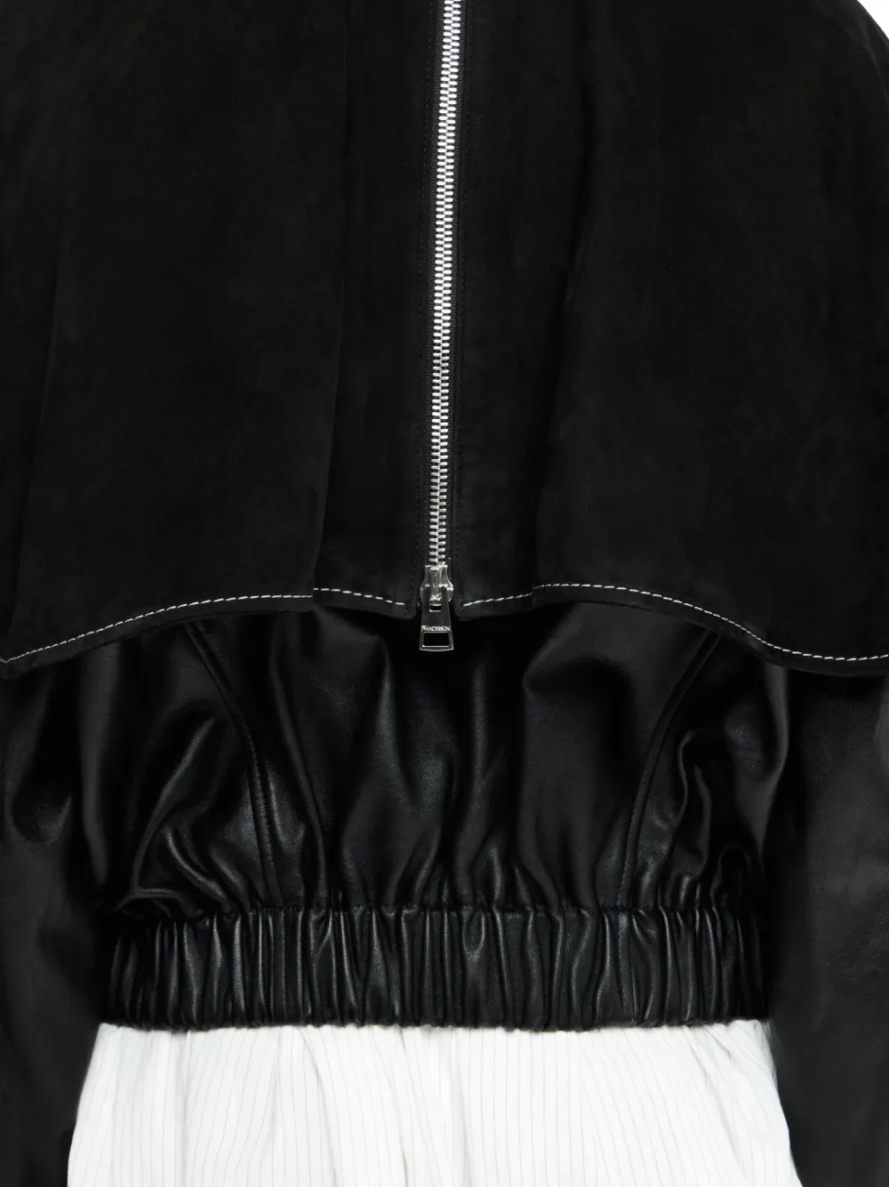 JW Anderson Leren jack met oversized kraag Zwart