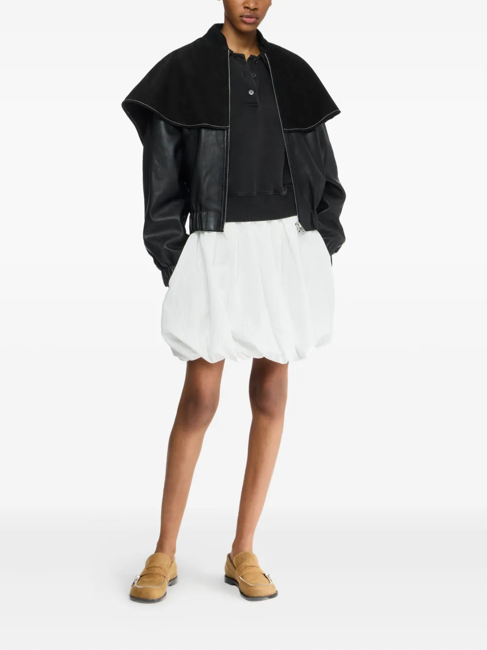 JW Anderson Leren jack met oversized kraag Zwart