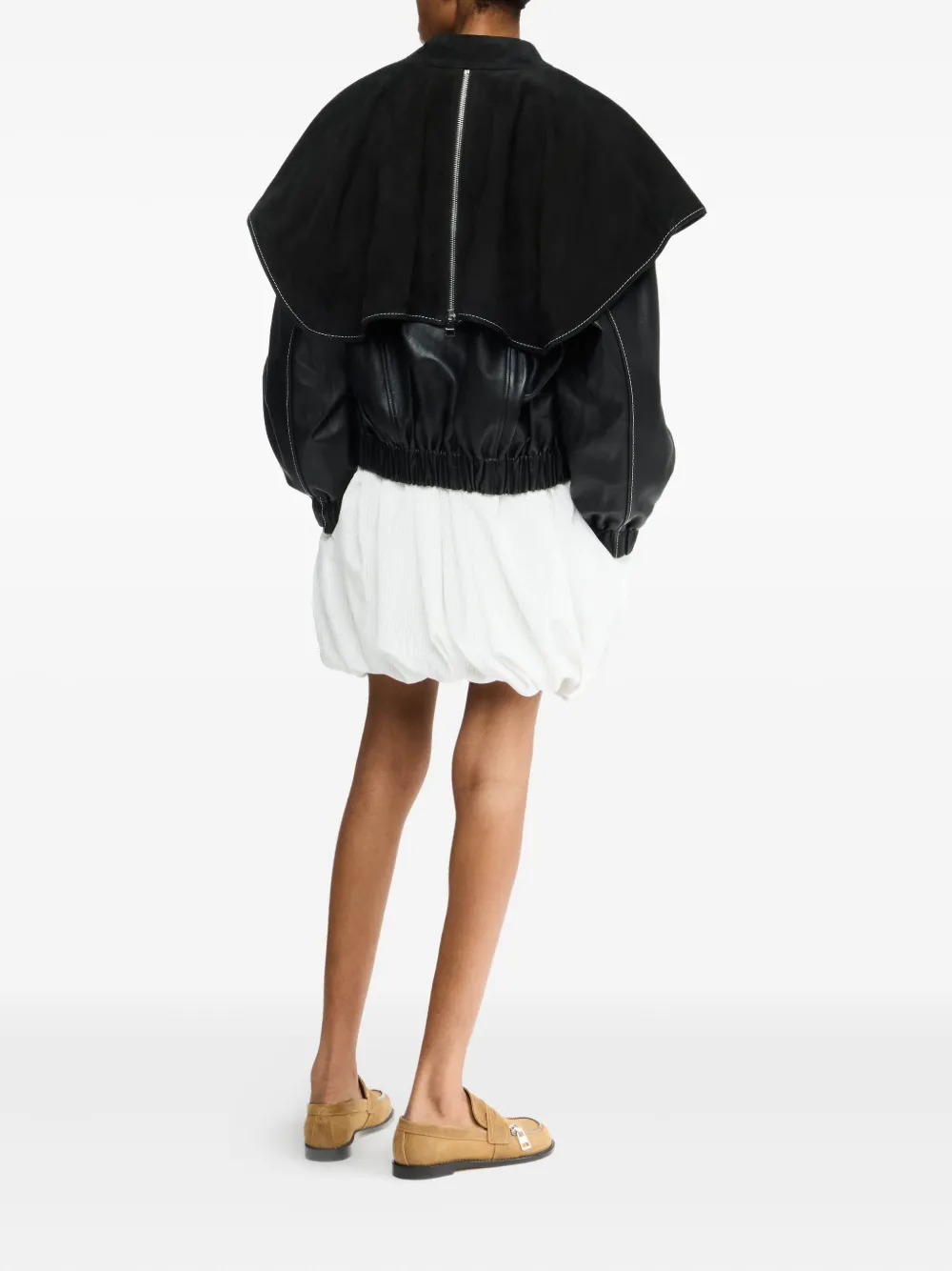 JW Anderson Leren jack met oversized kraag Zwart