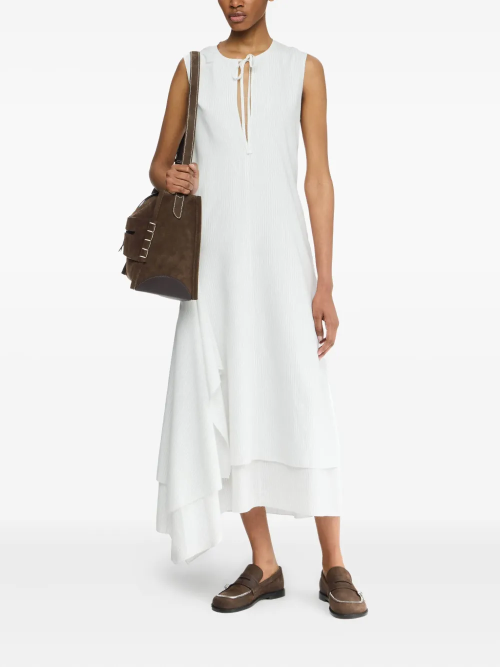 JW Anderson Jurk met gestrikte hals en ruches - Wit