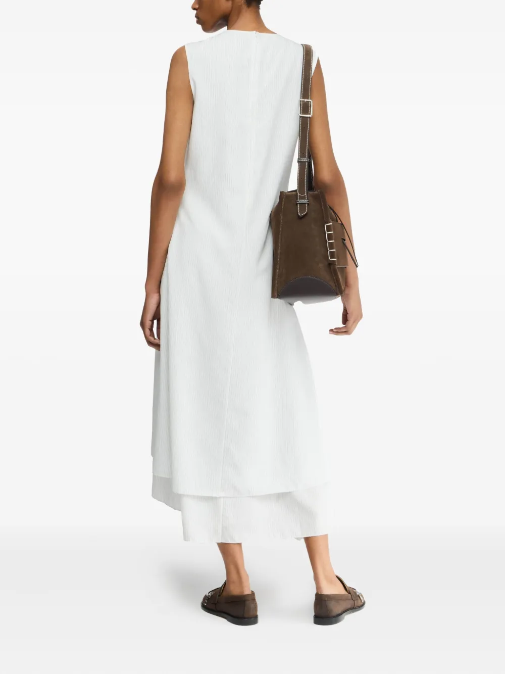 Jw Anderson Striped Double Layer Sleeveless Dress In White