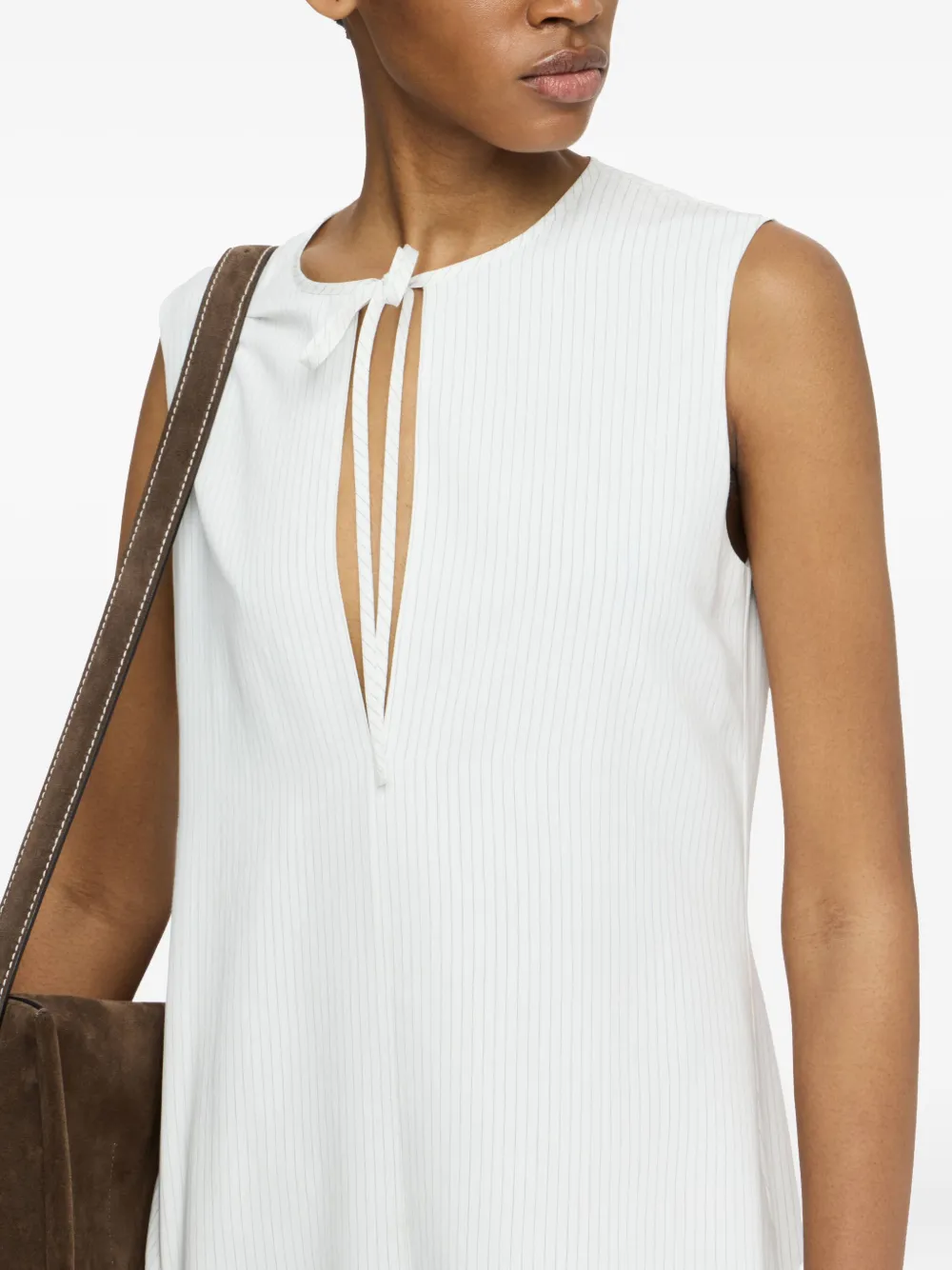 Jw Anderson Striped Double Layer Sleeveless Dress In White
