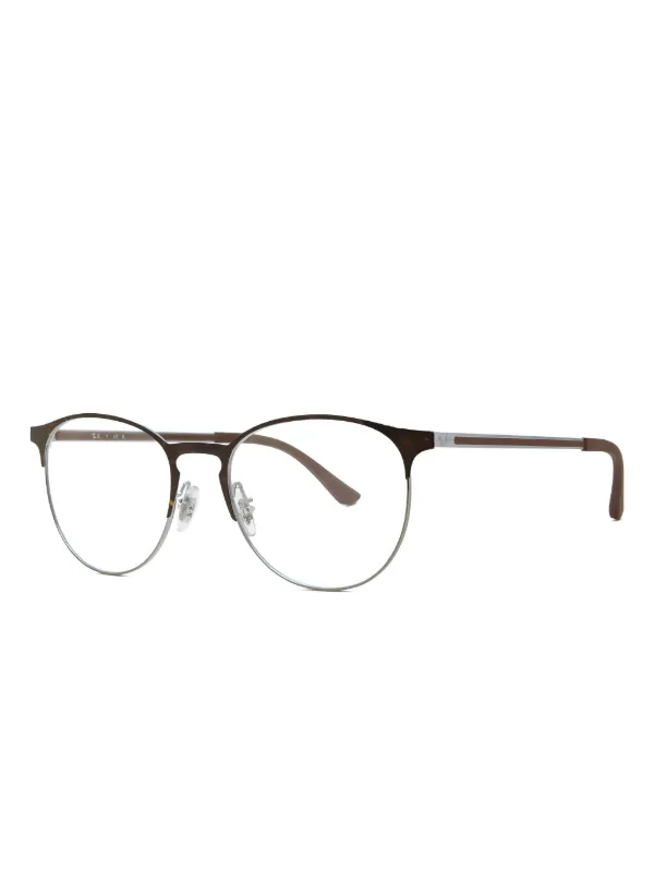Ray-Ban ラウンドメガネフレーム | ブラウン | FARFETCH JP