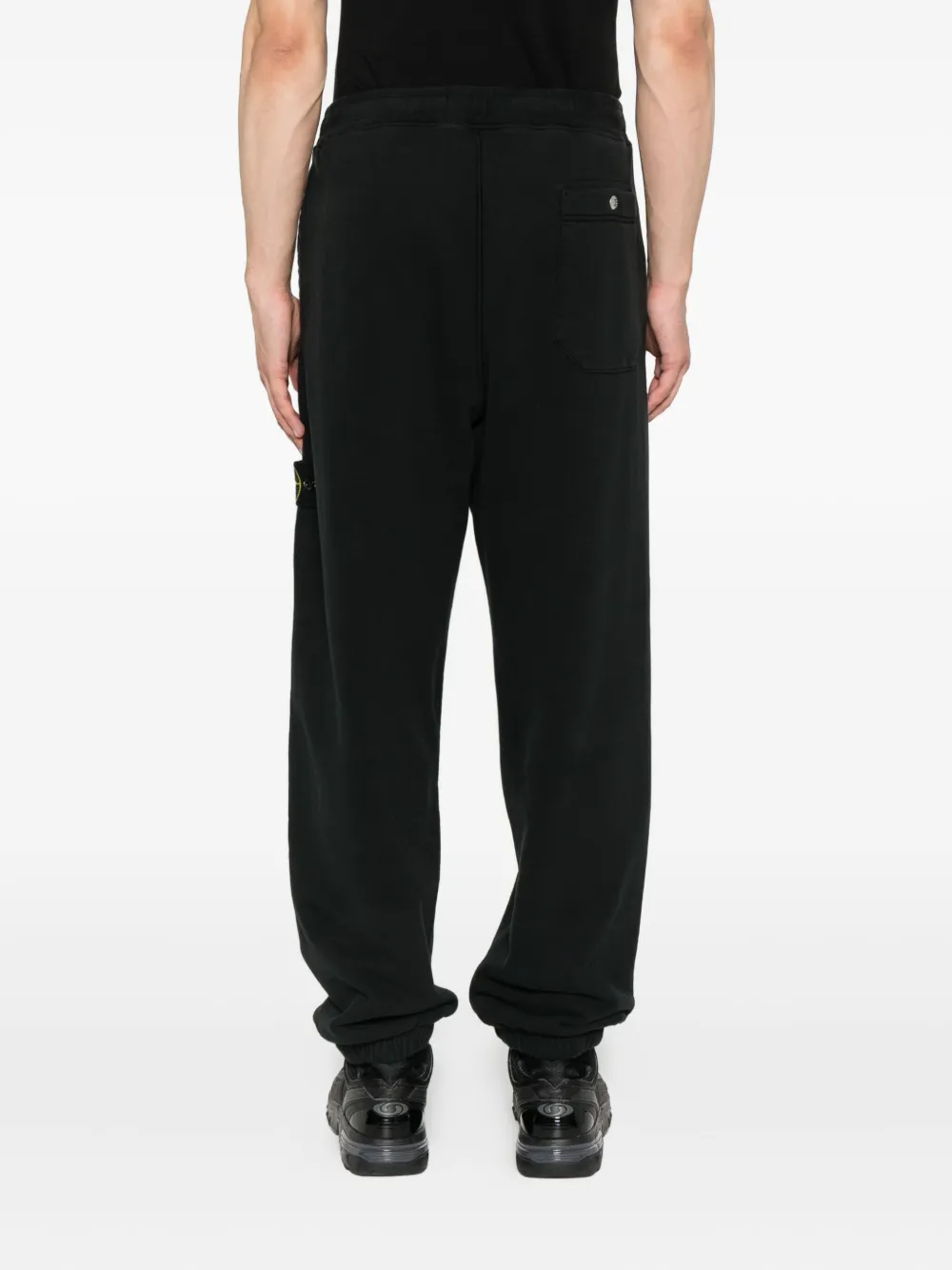 Stone Island 6200004 broek met logopatch en cuffs Zwart