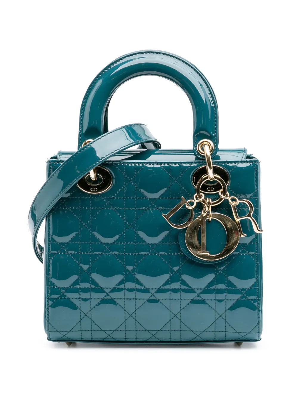 Christian Dior Pre-Owned 2020 Small Patent Cannage Lady Dior satchel | Blue | Image 1