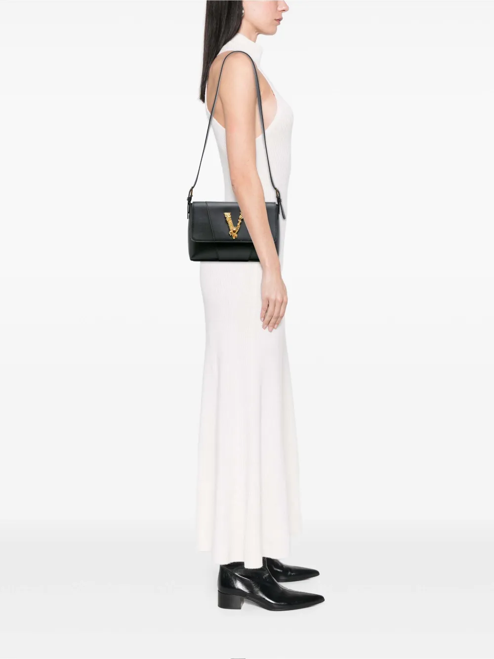 Pre-owned Versace 2019-2025 Vitello Barocco Virtus Flap Crossbody Bag